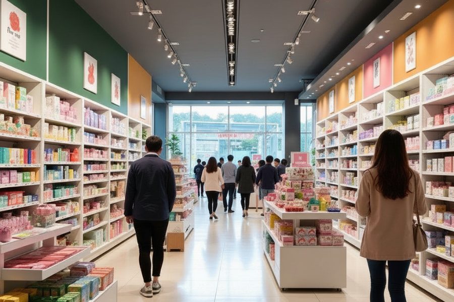 Customers on a retail showroom floor